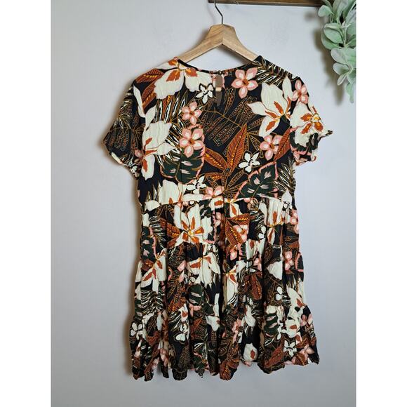 Patrons of Peace Black Pink Orange Floral Short Sleeve Size L - Picture 4 of 4